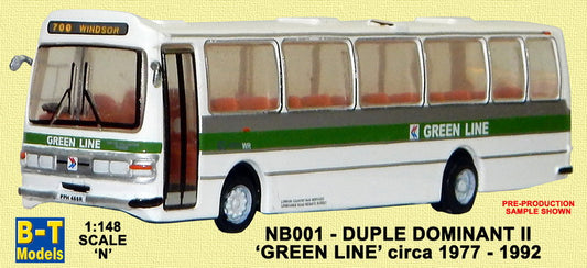 Available To Order – Duple Dominant II - Green Line 1:148 B-T Models Model (BTO NB002)