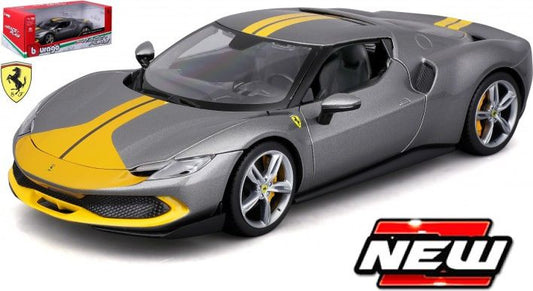 Available To Order – Ferrari 296 GTB Grey/Yellow 1:18 (BUR 16017GY)