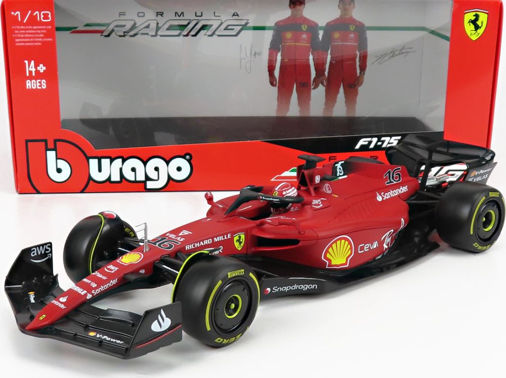 Available To Order – Ferrari F1-75 #16 2022 Charles Leclerc Scuderia Ferrari-Yellow Wall(medium) Tyres 1:18 (BUR 16811LE)