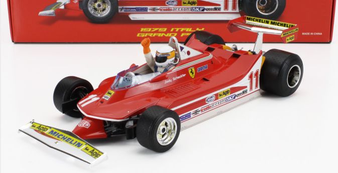 Available To Order – Ferrari F1 312T4 #11 Winner GP Monza Jody Scheckter w/Figure 1979 World Champion 1:18 Bburago Model (BUR 16814-180011)