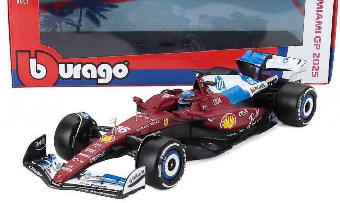 Available To Order – Ferrari F1 SF-25 Team Scuderia Ferrari #16 Miami GP 2025 Charles Leclerc 1:18 (BUR 16816-16-MIAMI)