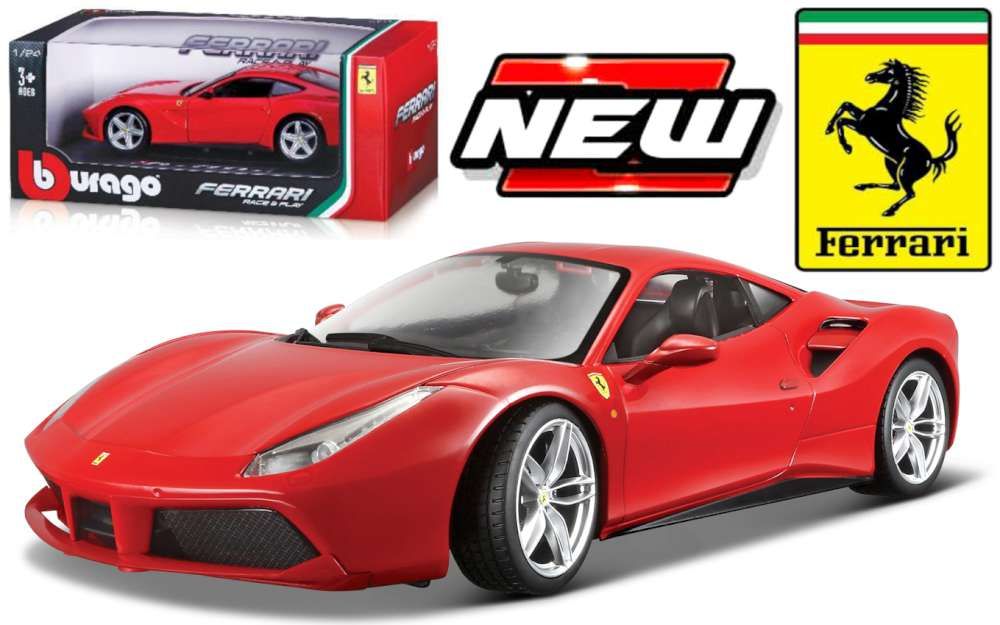 Available To Order – Ferrari 488 GTB - Red (Race & Play) 1:24 (BUR 26013R)