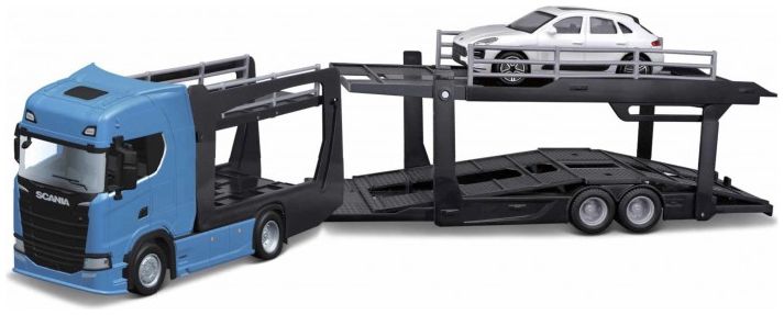 Available To Order – Scania S730 Highline Cab Car Carrier + Porsche Macan 1:43 Bburago Model (BUR 31467)