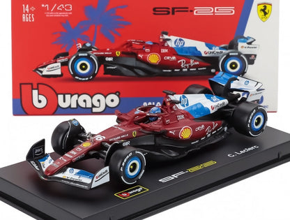 Available To Order – Ferrari F1 SF-25 #16 Miami GP 2025 Charles Leclerc w/Driver + Case 1:43 Bburago Model (BUR 36852-16-MIAMI)