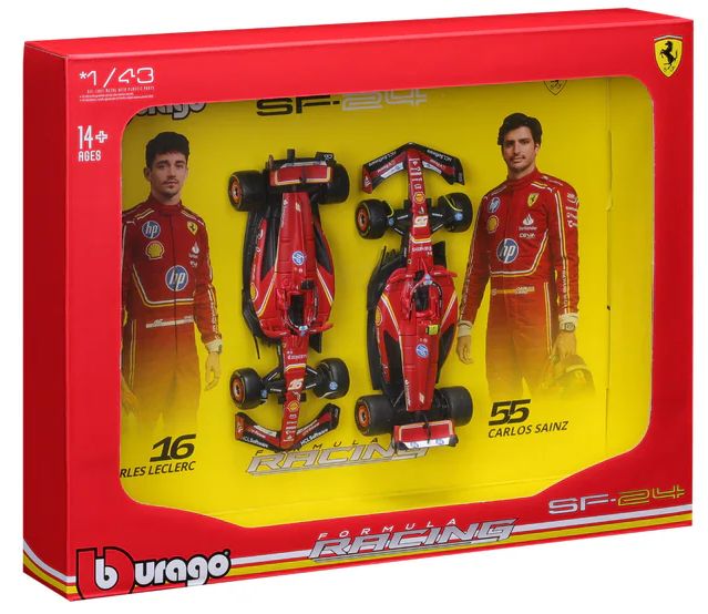 Ferrari SF-24 #16 Charles Leclerc + #55 Carlos Sainz 2024 2 Car Set 1:43 – diecast model