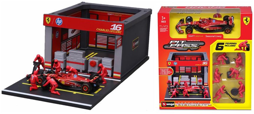 Ferrari SF-25 2025 Pit Pass Diorama Leclerc 1:43 Bburago Model
