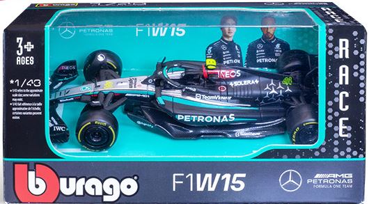 Available To Order – Mercedes AMG W15 F1 2024 Hamilton Card Box 1:43 Bburago Model (BUR 38176H)