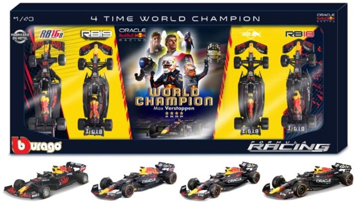Available to Order – Red Bull Racing F1 - 4 x World Champion Set Max Verstappen RB16B/RB18/RB19/RB20 1:43 (BUR 38213)