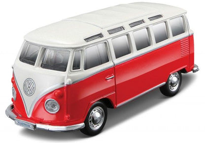 Available to Order – VW T1 Samba Van - Red/White 1:64 Bburago Model (BUR 59036R)