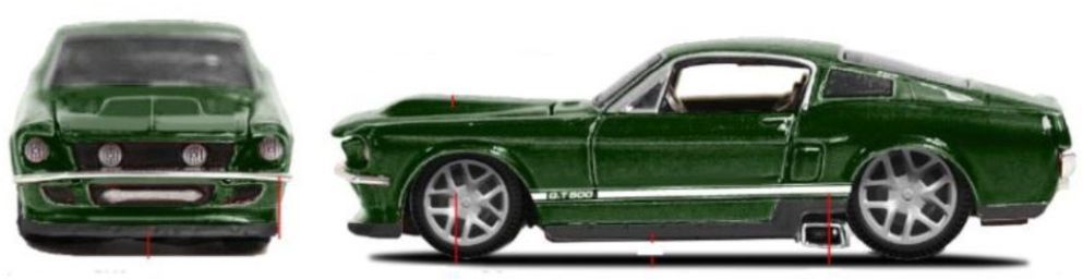 Available to Order – Ford Mustang Gt 1967 - Dark Green/White 1:64 Bburago Model (BUR 59048)