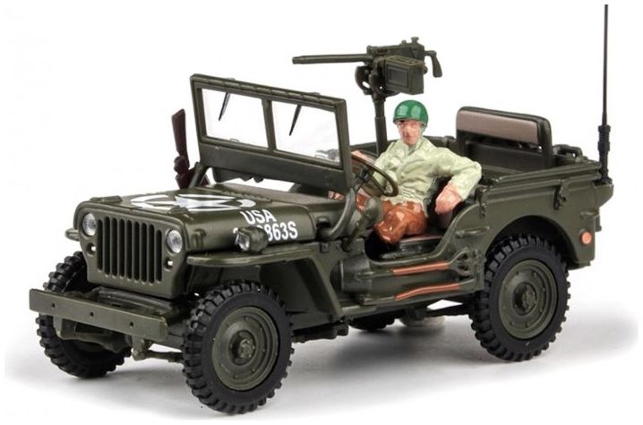 Military Vehicle 1:4 Ton with Gun US And figure 1:43 – diecast model