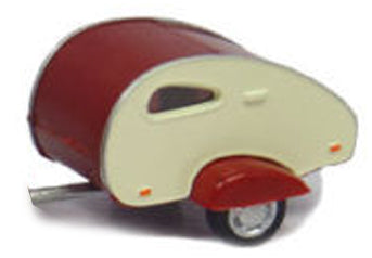 Caravan - Tear drop - White / Red 1:43 Cararama Model