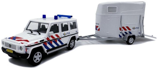 Available To Order – Mercedes Benz G-Class Civilian Police + Horse Trailer Dutch Police Version Set 1:43 Cararama Model (CAR POLITIESET01)