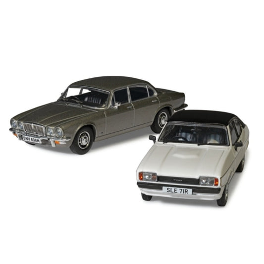 THIS ITEM IS AVAILABLE TO ORDER FROM OUR SUPPLIER - 1:43 CORGI CC91992 SCREEN STARS - FORD CAPRI MK2 2.0S DIAMOND WHITE, JAGUAR XJ6 SERIES 2 SILVER