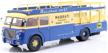 Available To Order – Fiat 642 RN2 Bartoletti Maserati Race Car Transporter 1957 Blue/Yellow 1:18 (CMR 141)