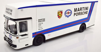 Available to Order – Mercedes O317 Porsche Race Transporter Martini 1968 White 1:18 (CMR 154)