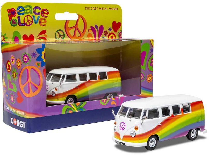 Available to Order – Volkswagen Campervan 'Peace Love and Rainbows' 1:43 (COR 02739CC)