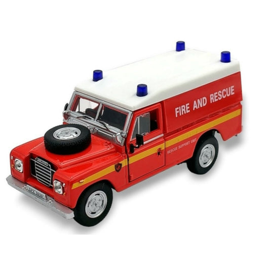 THIS ITEM IS AVAILABLE TO ORDER FROM OUR SUPPLIER - 1:43 CARARAMA CR553940 LAND ROVER SERIES 3 109 HARD TOP RED FIRE AND RESCUE