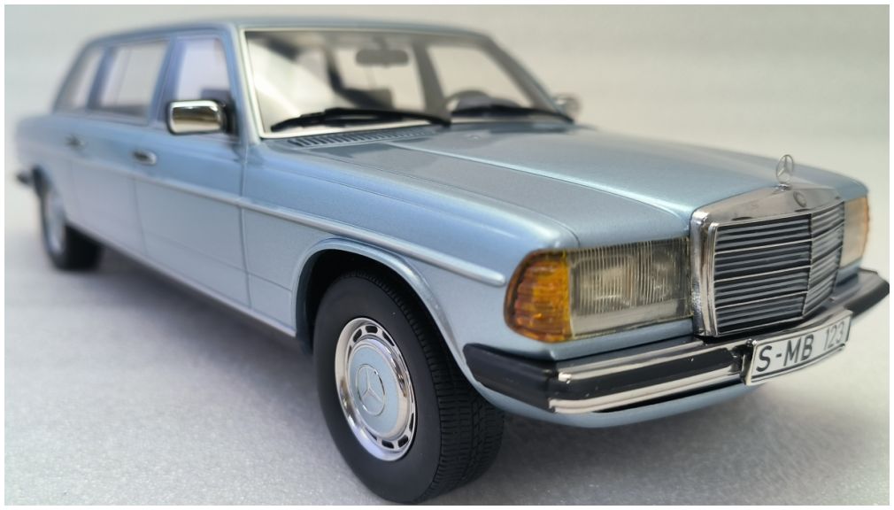 Available To Order – Mercedes Benz W123 Lang Diamond Blue 1978 1:18 (CUL CML005-2)