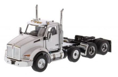 Kenworth T880 SBFA DayCab Pusher Axle Tandem Tractor Metallic White Cab 1:50 – diecast model