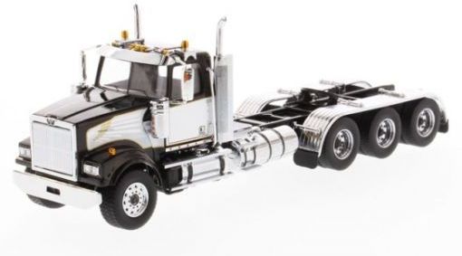 Western Star 4900 SF Day Cab Tridem Tractor Black Cab w/White Deco 1:50 – diecast model