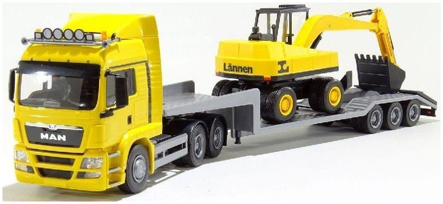 Available to Order – MAN TGS L Low Loader w/Excavator Yellow 1:25 (EME 30796)