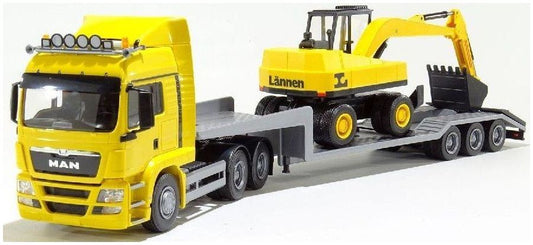 MAN TGS L Low Loader w/Excavator Yellow 1:25 – diecast model