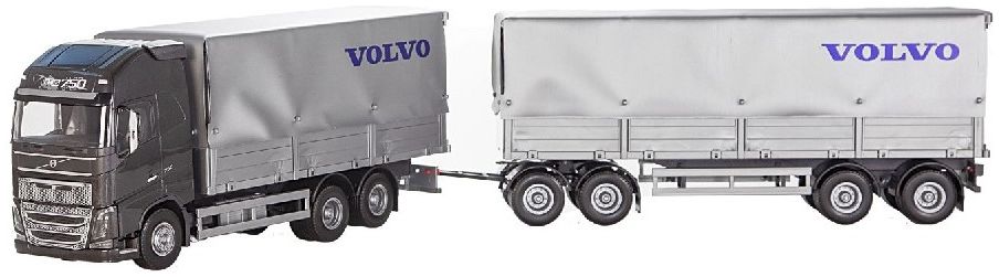 Volvo FH16 Drawbar Truck and Trailer Black 1:25 Emek Model