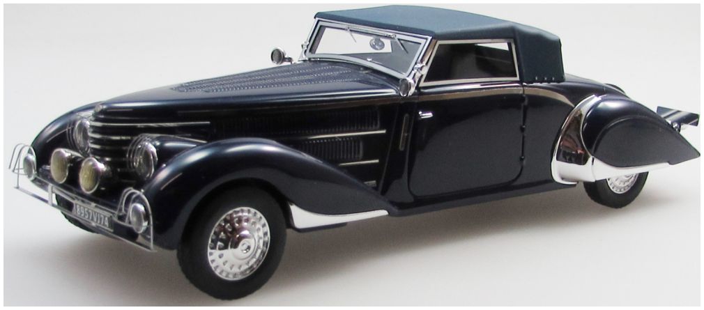 Delage D8-85 Clabot Cabriolet Dark Blue by H Chapron w/2 Extra Lights Top Up 1935 1:43 – diecast model
