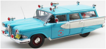 Available To Order – Edsel Villager 4 Door Station Wagon Ambulance Blue/White/Red 1958 1:43 Esval Model (ESV EMUS43086F)