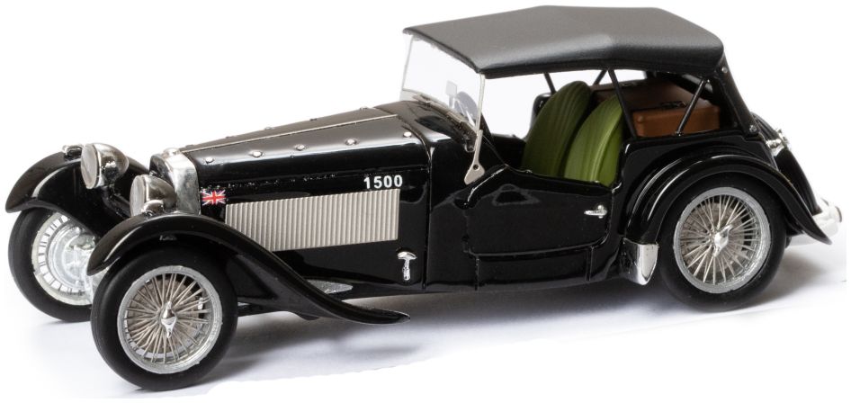 HRG 1500 Sport Roadster Top Up w/One Spare Wheel Black 1947 1:43 – diecast model