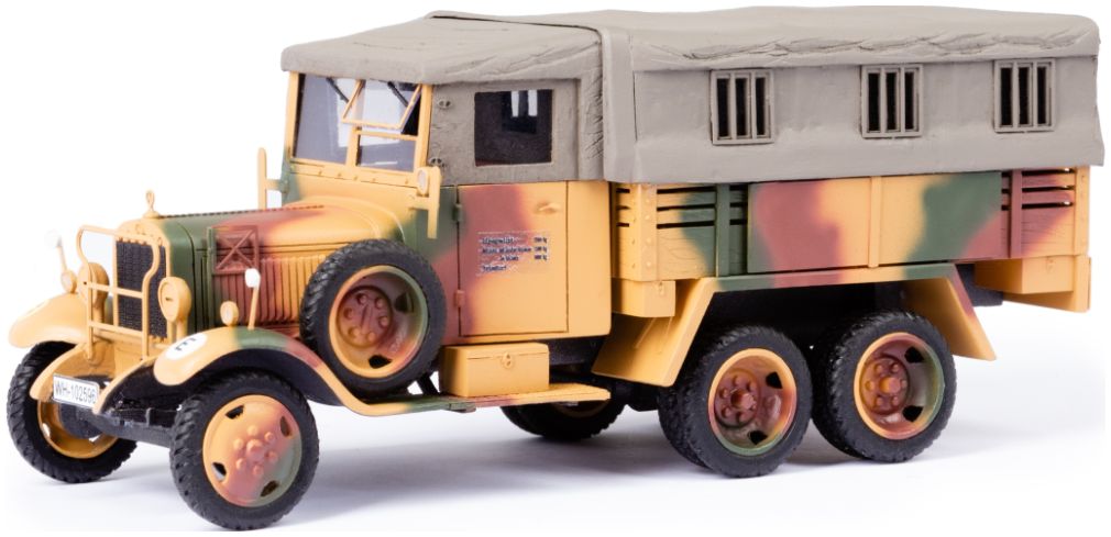 Mercedes Benz G3A Sd. Kfz. 70 Wehrmacht Truck Closed Cab/Closed Canvas Khaki/Camo 1:43 – diecast model