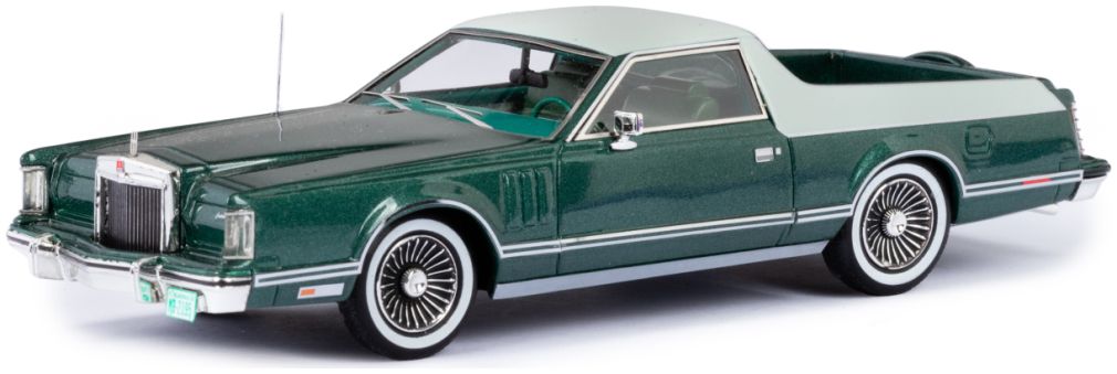 Lincoln Continental Mark V Coloma Pickup by Caribou Motor Co. Two-Tone Green 1977 1:43 – diecast model