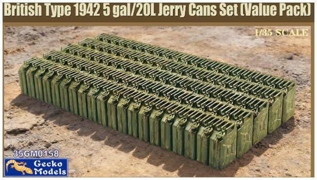 Jerry Cans Set 5 gal/20L British Type 1942 (x100) 1:35 Gecko Models