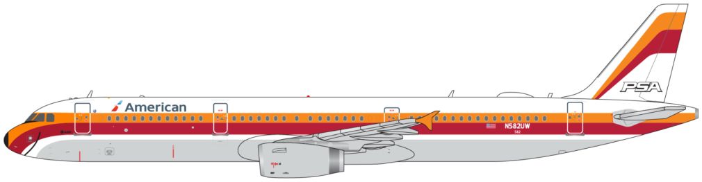 Airbus A321 American Airlines N582US 'PSA' Heritage Livery 1:400 – diecast model