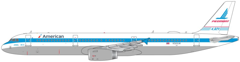Airbus A321 American Airlines N581US 'Piedmont' Heritage Livery 1:400 – diecast model