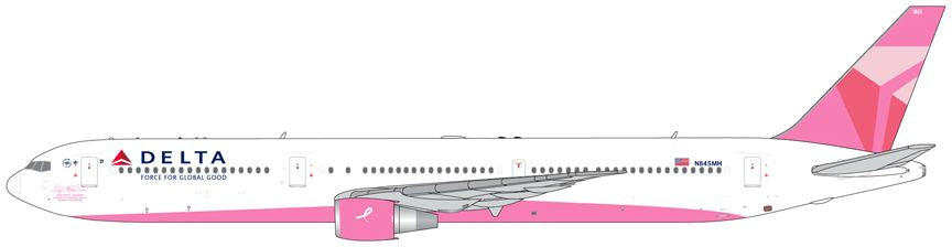 Boeing B767-400ER N845MH Delta Airlines 'Evelyn H Lauder' Breast Cancer 1:400 – diecast model