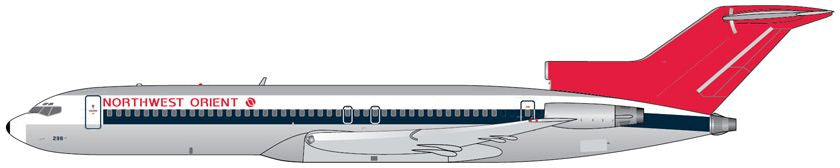Boeing B727-200/Adv. Northwest Orient N298US 1980s 'Thermometer' Livery Polished 1:400 – diecast model