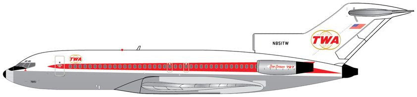 Boeing B727-100 Trans World Airlines (TWA) N851TW 'Twin Globes' Livery Polished 1:400 – diecast model