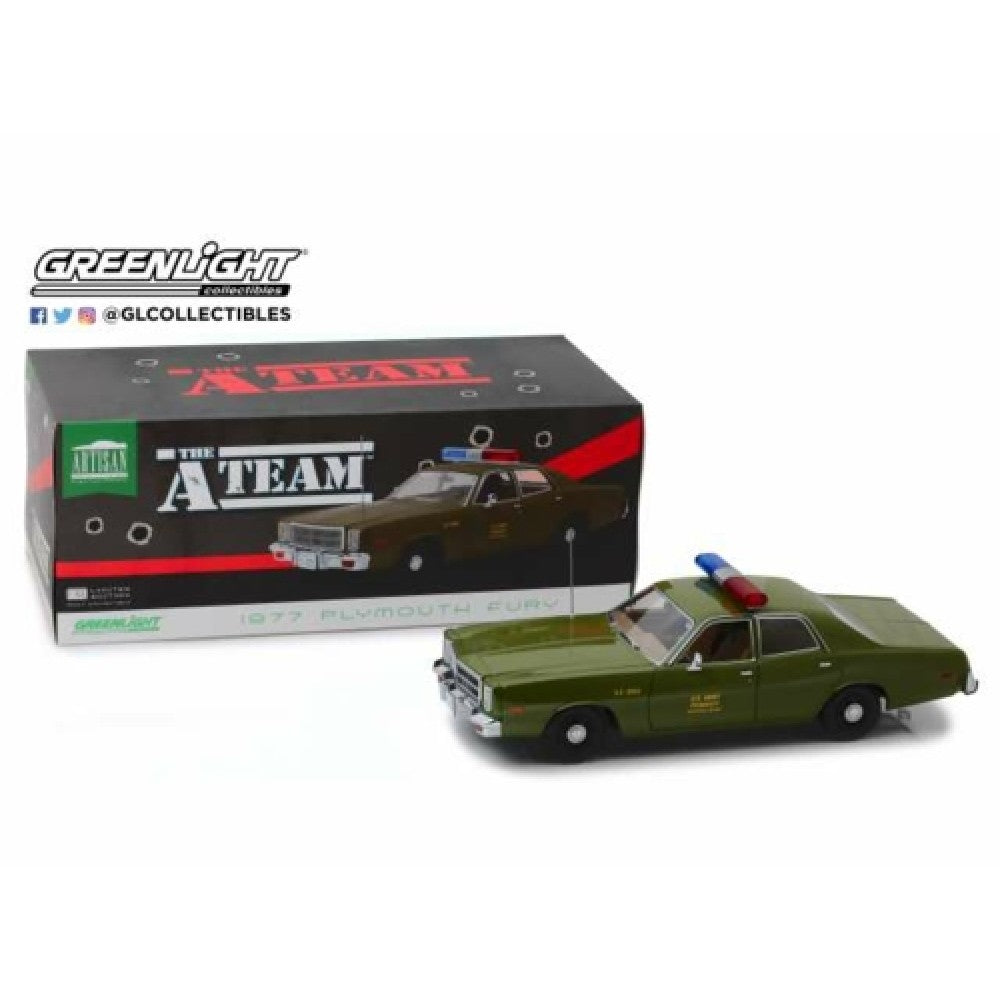 THIS ITEM IS AVAILABLE TO ORDER FROM OUR SUPPLIER - 1:18 GREENLIGHT GL19053 ARTISAN COLLECTION - THE A-TEAM (1983-87 TV SERIES) - 1977 PLYMOUTH FURY U.S. ARMY POLICE (RE-RUN)