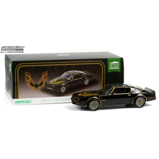 THIS ITEM IS AVAILABLE TO ORDER FROM OUR SUPPLIER - 1:18 GREENLIGHT GL19098 1977 PONTIAC FIREBIRD TRANS AM STARLITE BLACK WITH GOLDEN EAGLE HOOD - ARTISAN COLLECTION