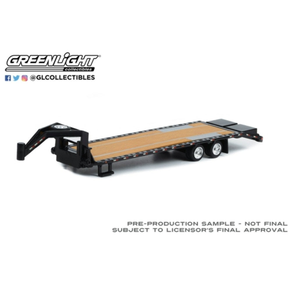 Available to Order – Gooseneck Trailer Black with Red and White Conspicuity Stripes (hobby Exclusive) 1:64 GreenLight Model (GL30390)