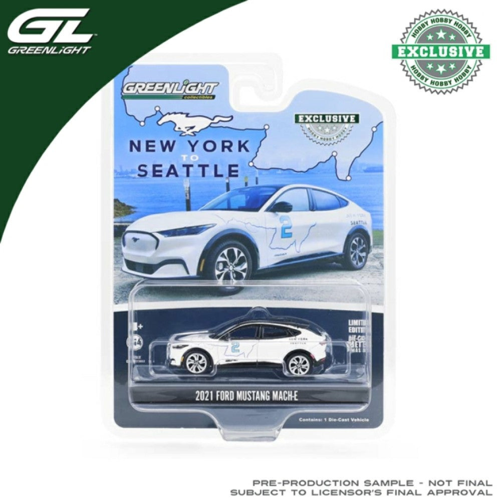 Available to Order – 2022 Ford Mustang Mach-e - New York to Seattle Transcontinental Tour 'ocean to Ocean, Reimagined' 1:64 GreenLight Model (GL30438)