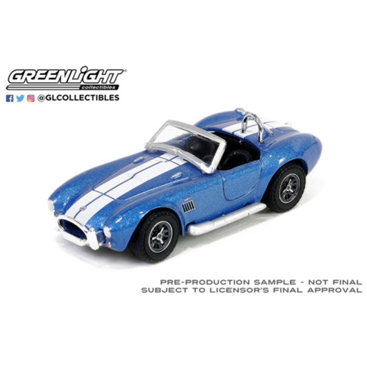 THIS ITEM IS AVAILABLE TO ORDER FROM OUR SUPPLIER - 1:64 GREENLIGHT GL30498 1965 SHELBY COBRA 427 S/C - CARROLL SHELBY CENTENNIAL - GUARDSMAN BLUE WITH WHITE STRIPES