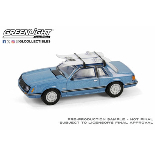 THIS ITEM IS AVAILABLE TO ORDER FROM OUR SUPPLIER - 1:64 GREENLIGHT GL30510 1981 FORD MUSTANG GHIA COUPEWITH SKI ROOF RACK - MEDIUM BLUE GLOW