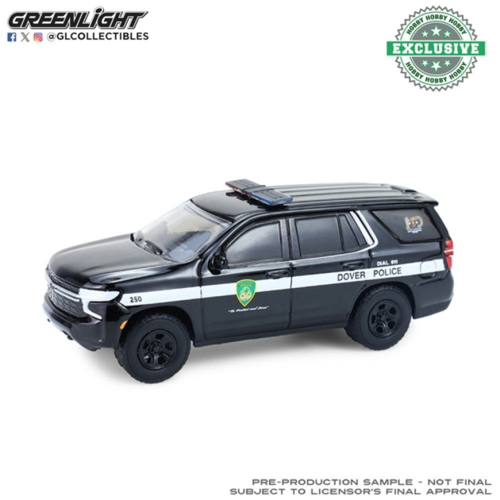 Available to Order – Chevrolet Tahoe 2024 - Dover Police - 100th Anniversary Edition - Hobby Exclusive 1:64 GreenLight Model (GL30549)
