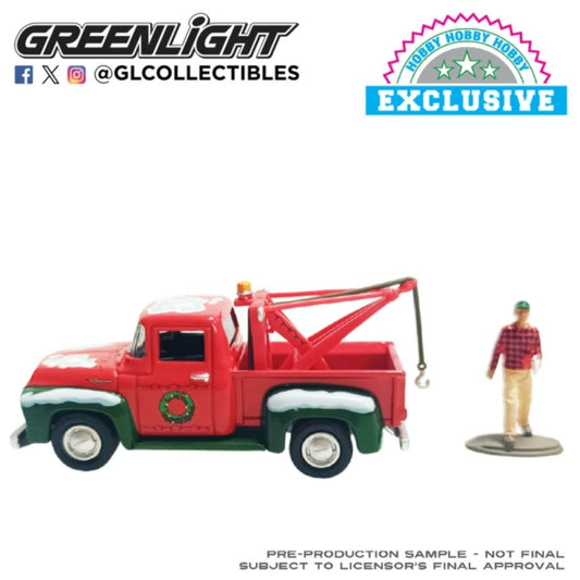 Available To Order – Christmas 2025 Series - Limited Edition - Ford F-100 Tow Truck 1956 - with Mechanic Figure (hobby Exclusive) 1:64 GreenLight Model (GL30564-B)