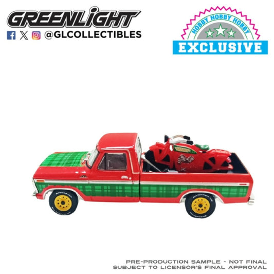 Available To Order – Christmas 2025 Series - Limited Edition - Ford F-250 1978 - with Vintage Motorcycle (hobby Exclusive) 1:64 GreenLight Model (GL30564-E)
