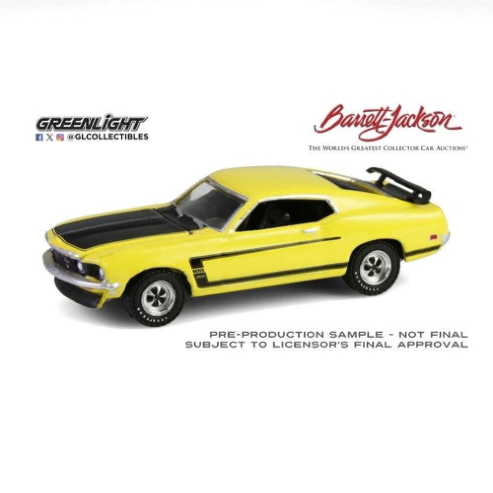 Available to Order – Barrett-jackson Series 15 - 1969 Ford Mustang Boss 302 - Bright Yellow - Scottsdale 2024 1:64 GreenLight Model (GL37320-B)