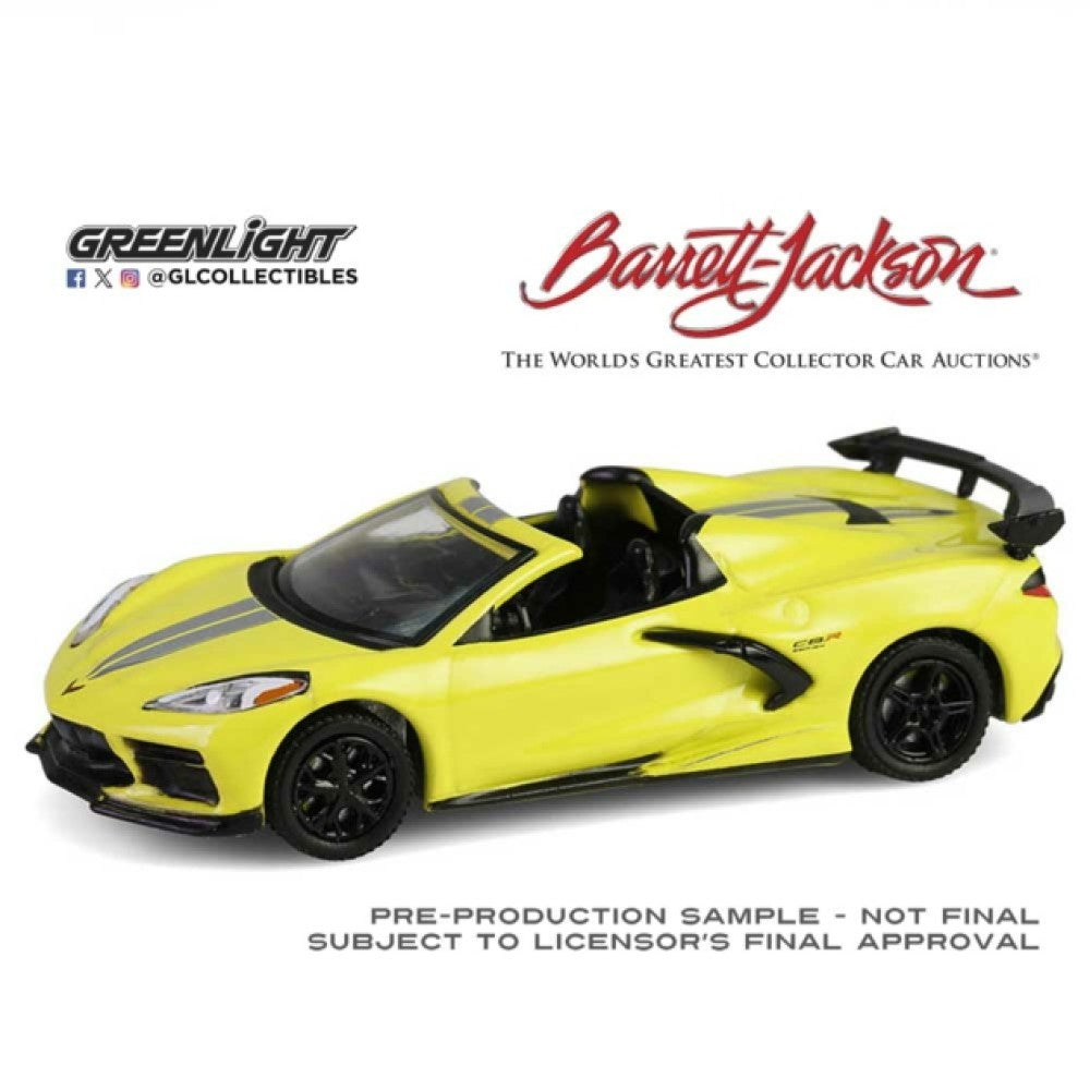Available to Order – Barrett-Jackson Series 15 - 2022 Chevrolet Corvette C8.r Championship Edition Convertible - Yellow - Scottsdale 2024 1:64 GreenLight Model (GL37320-F)